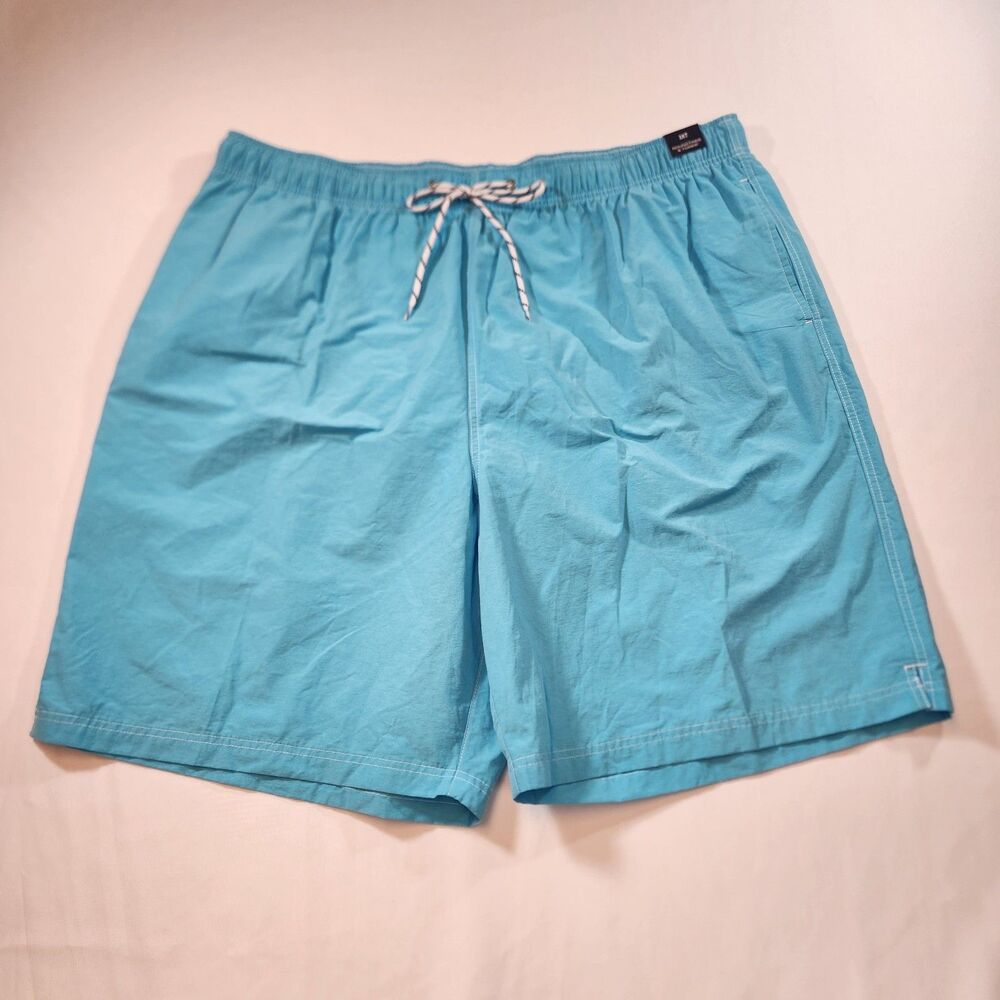 Roundtree & Yorke Solid Light Blue Swim Trunks Mens Sz 3XT Drawstring New Tags!